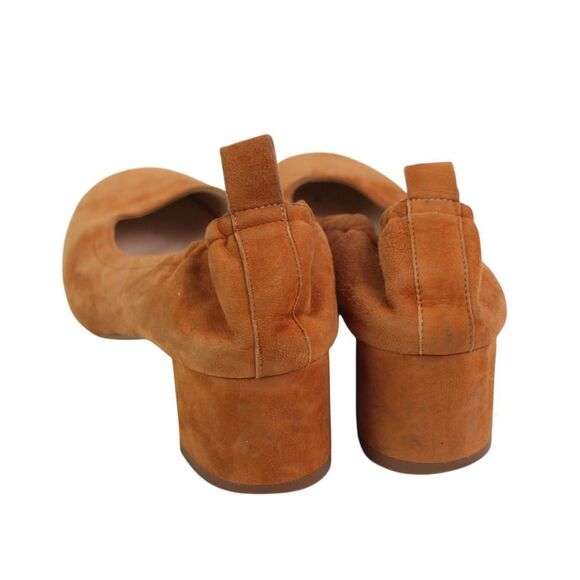 Everlane BROWN REAL LEATHER SUEDE LOW HEEL ROUND TOE HEELED BALLET PUMP SHOES 8 - Picture 4 of 10